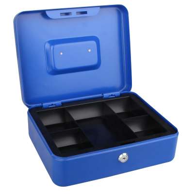 Custom factory high quality steel money storage cash box with cash tray